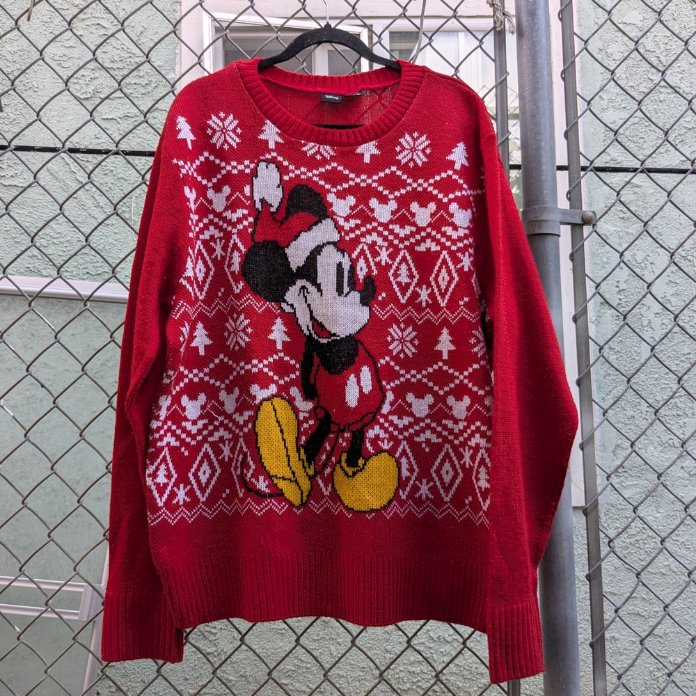 Disney Red Mickey Mouse Men's Sweater